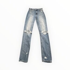 American Eagle Outfitters High Rise Distressed Light Blue Jeans